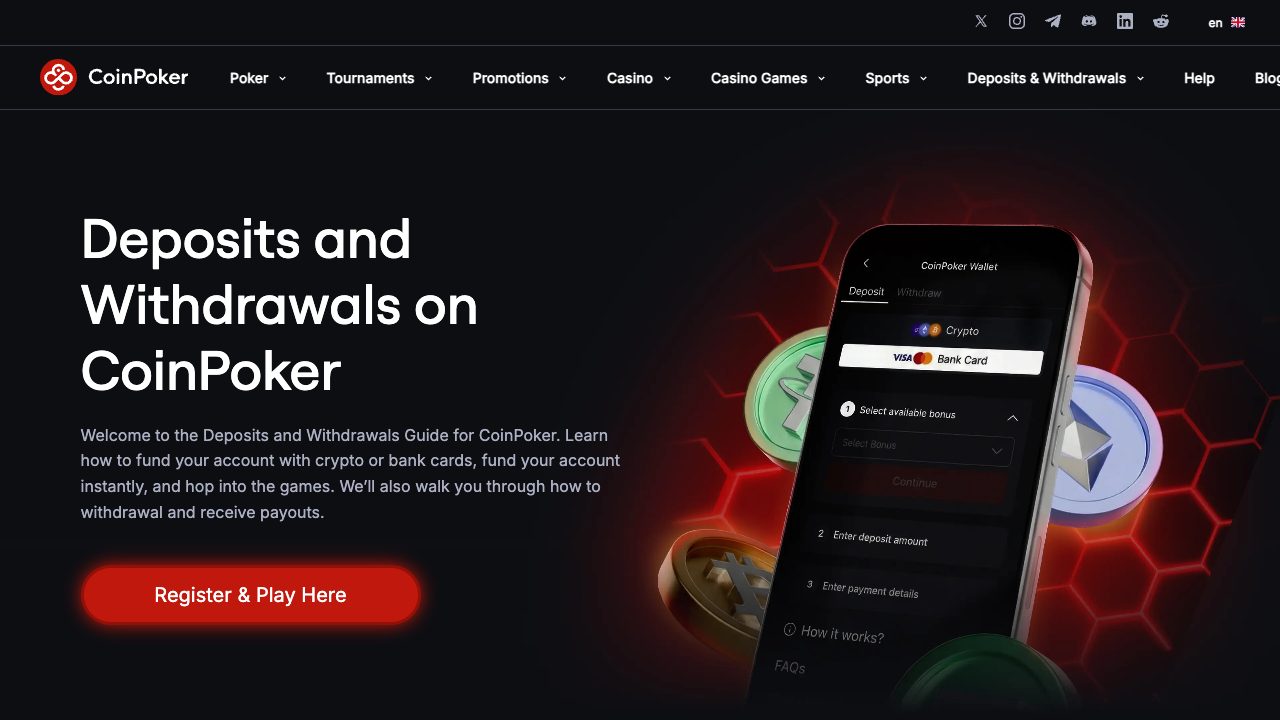 CoinPoker deposits and withdrawals guide page